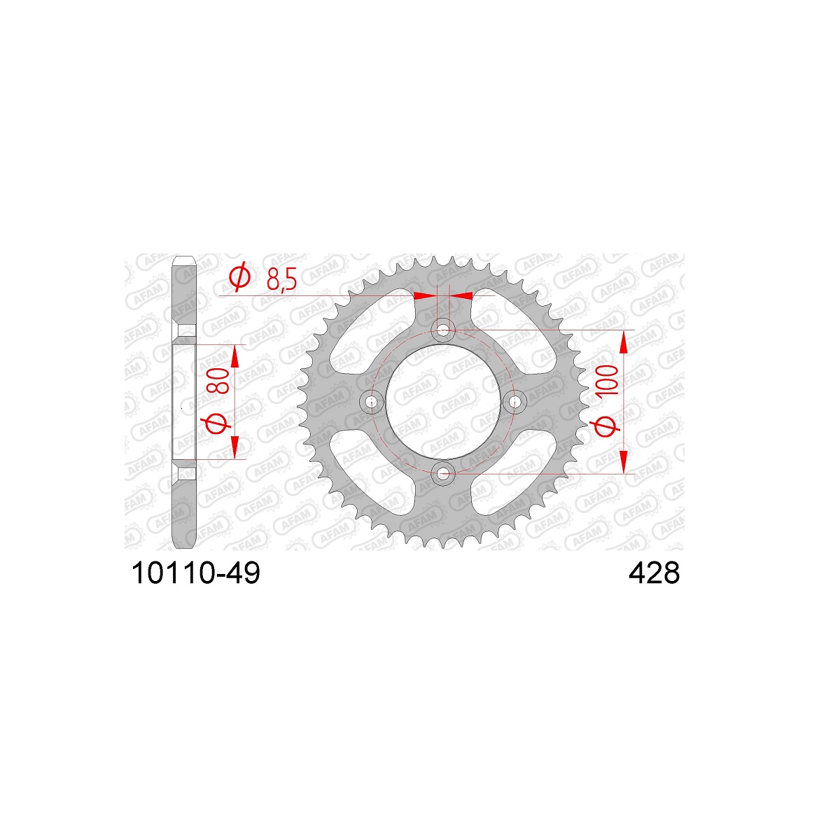 Звезда ведомая (задняя) AFAM под 428 цепь (JTR1204)