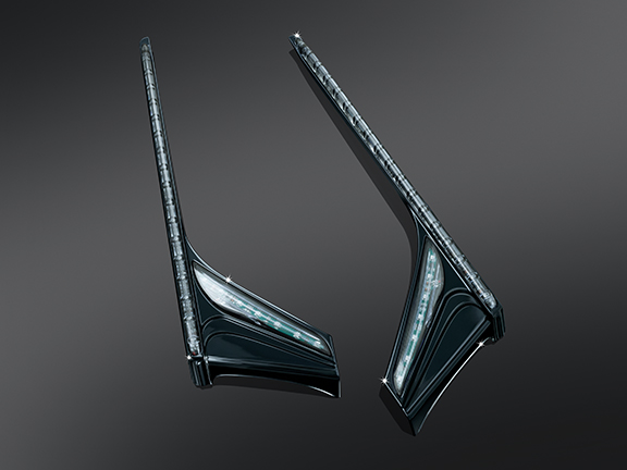 Вертикальные накладки на задние кофры LED Black (пара) для Honda GL1800 Gold Wing  3247