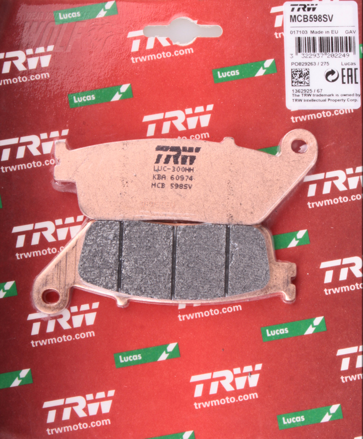 Тормозные колодки передние TRW для мотоцикла Honda