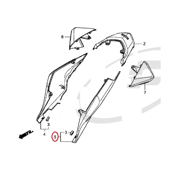 Задняя облицовочная панель (левая) / обтекатель хвоста для Honda VFR1200 F 2013- (Color: Красный, R342, Candy Prominence Red)
