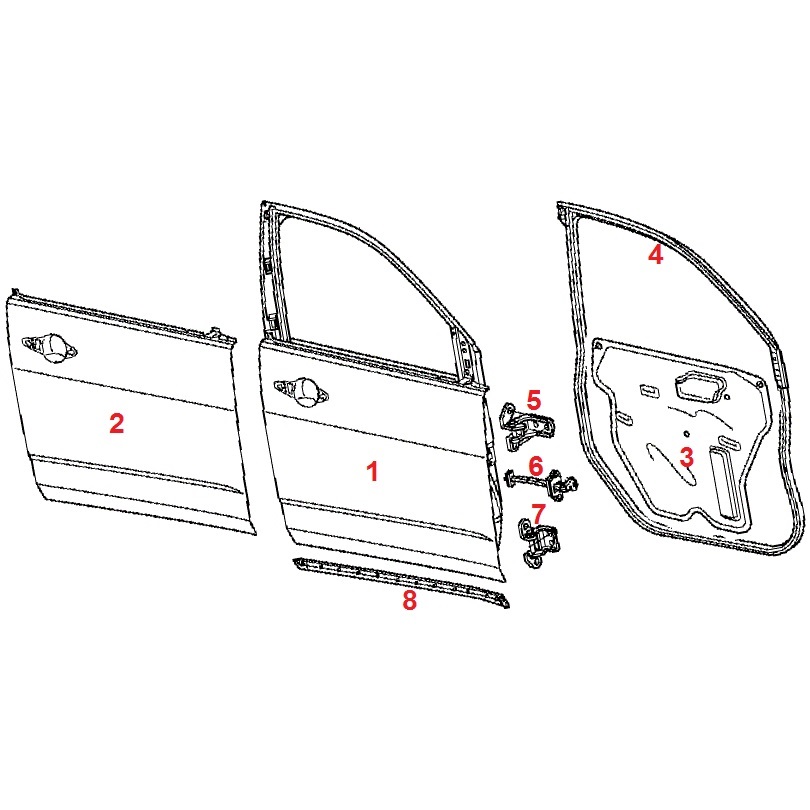 Дверь передняя (правая) для Acura MDX II 2007-09