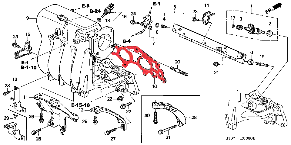 Прокладка впускного коллектора Honda 17105PHK004