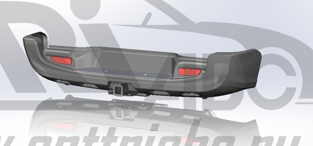 Бампер АВС-Дизайн задний с квадратом под фаркоп Toyota Hilux 2015- 