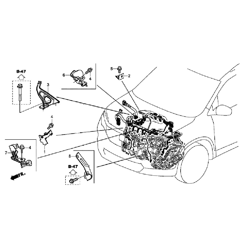 Крепления жгута проводов двигателя Honda Pilot 3