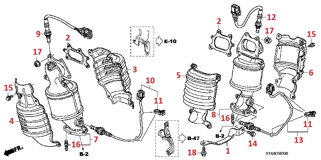 Катализаторы, датчики кислородные, комплектцующие для Acura MDX 2