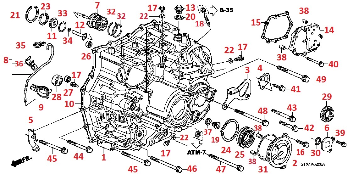 Корпус АКПП правый для Acura MDX 2