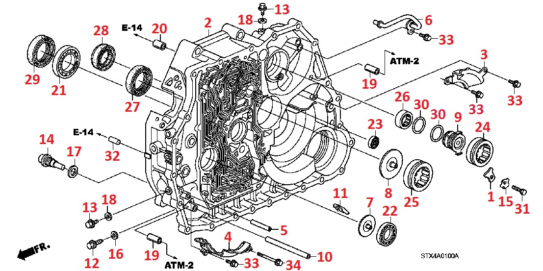 Корпус АКПП левый для Acura MDX 2