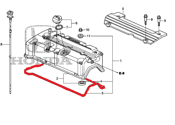 Прокладка клапанной крышки 2.4L двигатель CR-V 4 поколения 12341R40A00