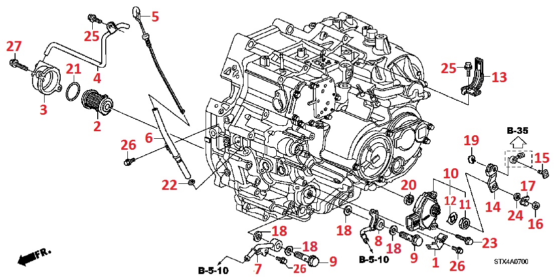 Трубки, датчики, фильтр и комплектующие АКПП для Acura MDX 2