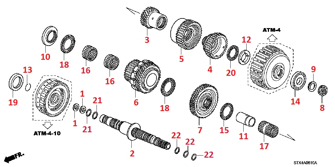 Вторичный вал АКПП для Acura MDX 2