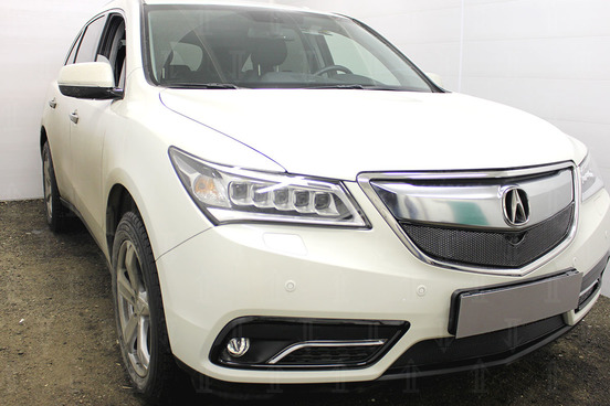 Защита верхней решетки радиатора Strelka (черная) для Acura MDX III