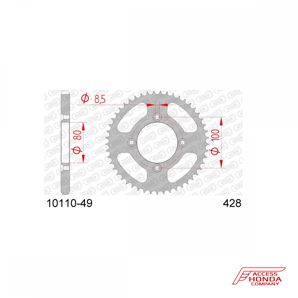 Звезда ведомая (задняя) AFAM под 428 цепь (JTR1204) Звезда ведомая (задняя) AFAM под 428 цепь (JTR1204)