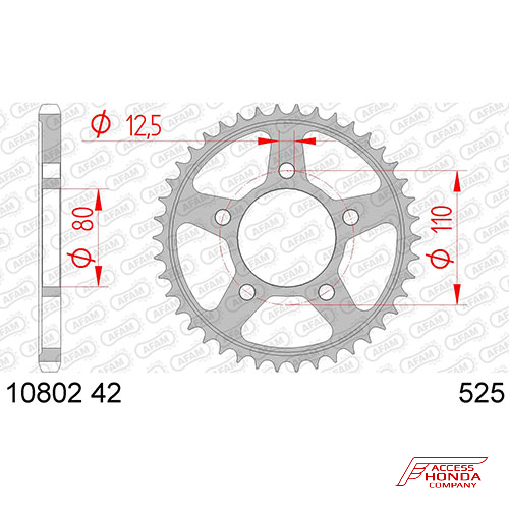 Звезда ведомая (задняя) AFAM под 525 цепь Звезда ведомая (задняя) AFAM под 525 цепь
