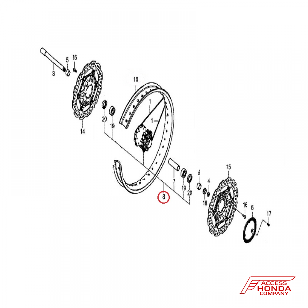Ступица переднего колеса для Honda Africa Twin CRF1000L 2016-2017 Ступица переднего колеса для Honda Africa Twin CRF1000L 2016-2017