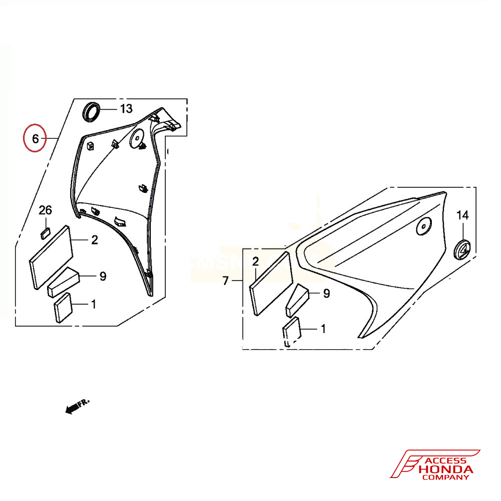 Оригинальная передняя облицовочная панель (правая) / обтекатель морды для Honda VFR1200 F 2015- (Color: Жемчужно-белый, NHB53, Pearl Glare White) Оригинальная передняя облицовочная панель (правая) / обтекатель морды для Honda VFR1200 F 2015- (Color: Жемчужно-белый, NHB53, Pearl Glare White)