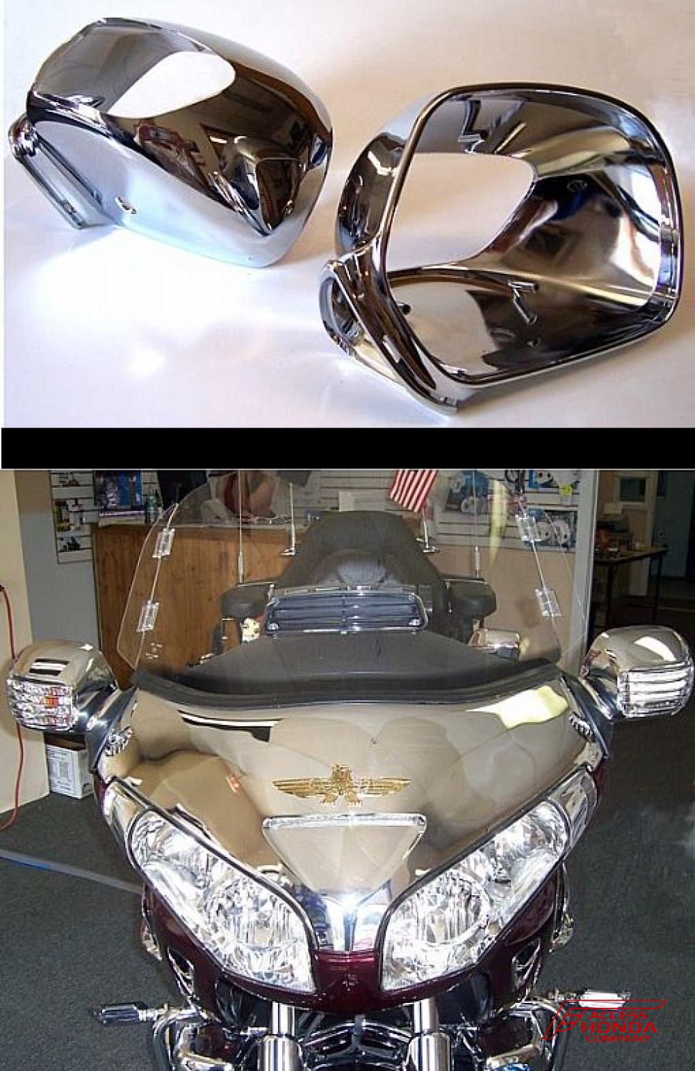 Хромированные корпуса зеркал (пара) для Honda GL1800 Gold Wing 45-1232 Хромированные корпуса зеркал (пара) для Honda GL1800 Gold Wing 45-1232