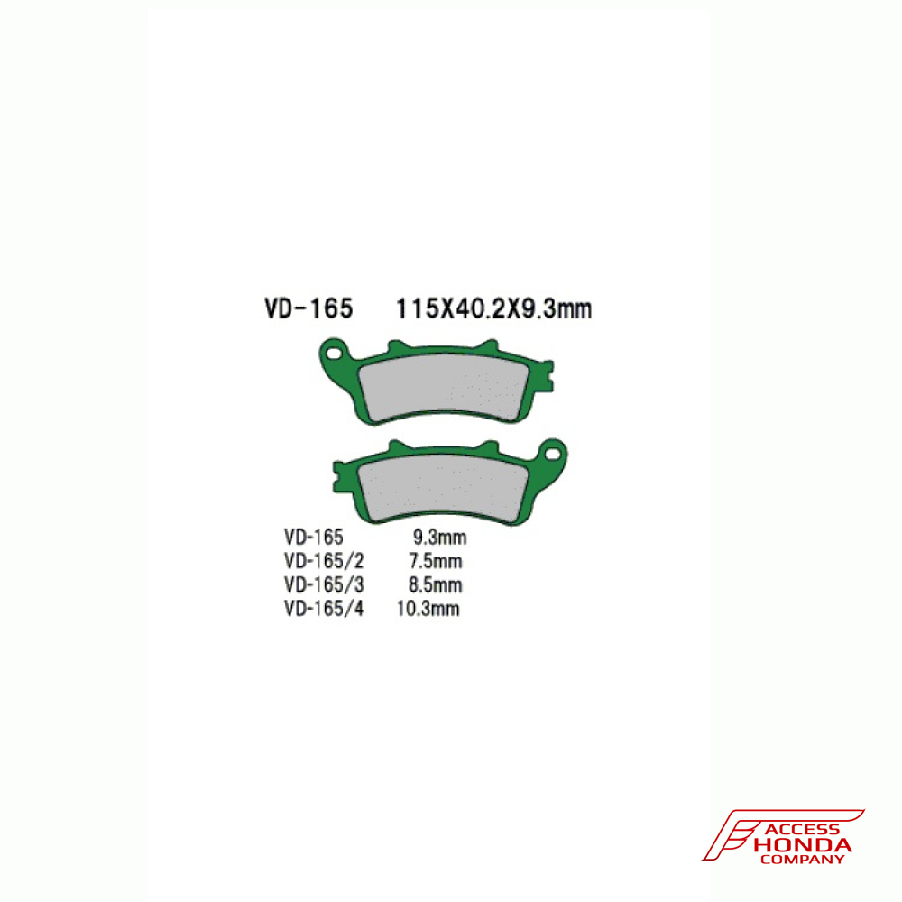 Тормозные колодки VESRAH VD 165/2JL для мотоциклов Honda Тормозные колодки VESRAH VD 165/2JL для мотоциклов Honda