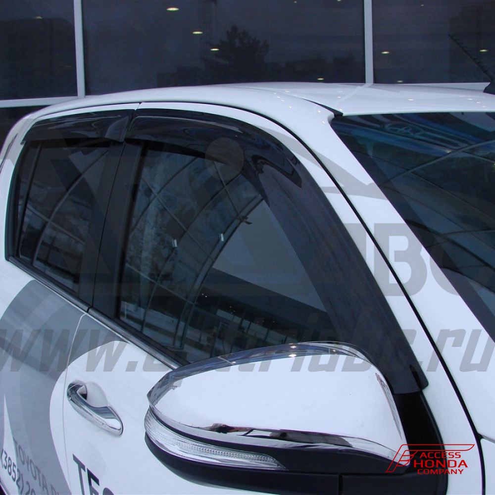 Дефлекторы боковых окон Toyota Hilux 2015- (4 шт, тёмные) Дефлекторы боковых окон Toyota Hilux 2015- (4 шт, тёмные)