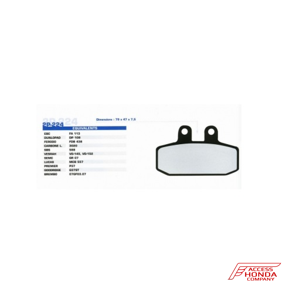 Колодки тормозные передние Nissin 2P-224GS для мотоциклов Honda Колодки тормозные передние Nissin 2P-224GS для мотоциклов Honda