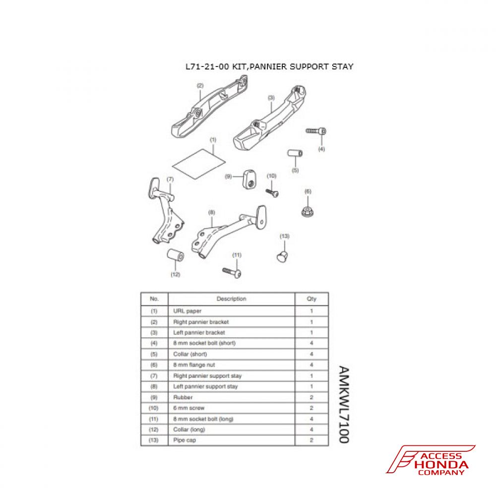 Кронштейны и упоры боковых кофров Honda Кронштейны и упоры боковых кофров Honda