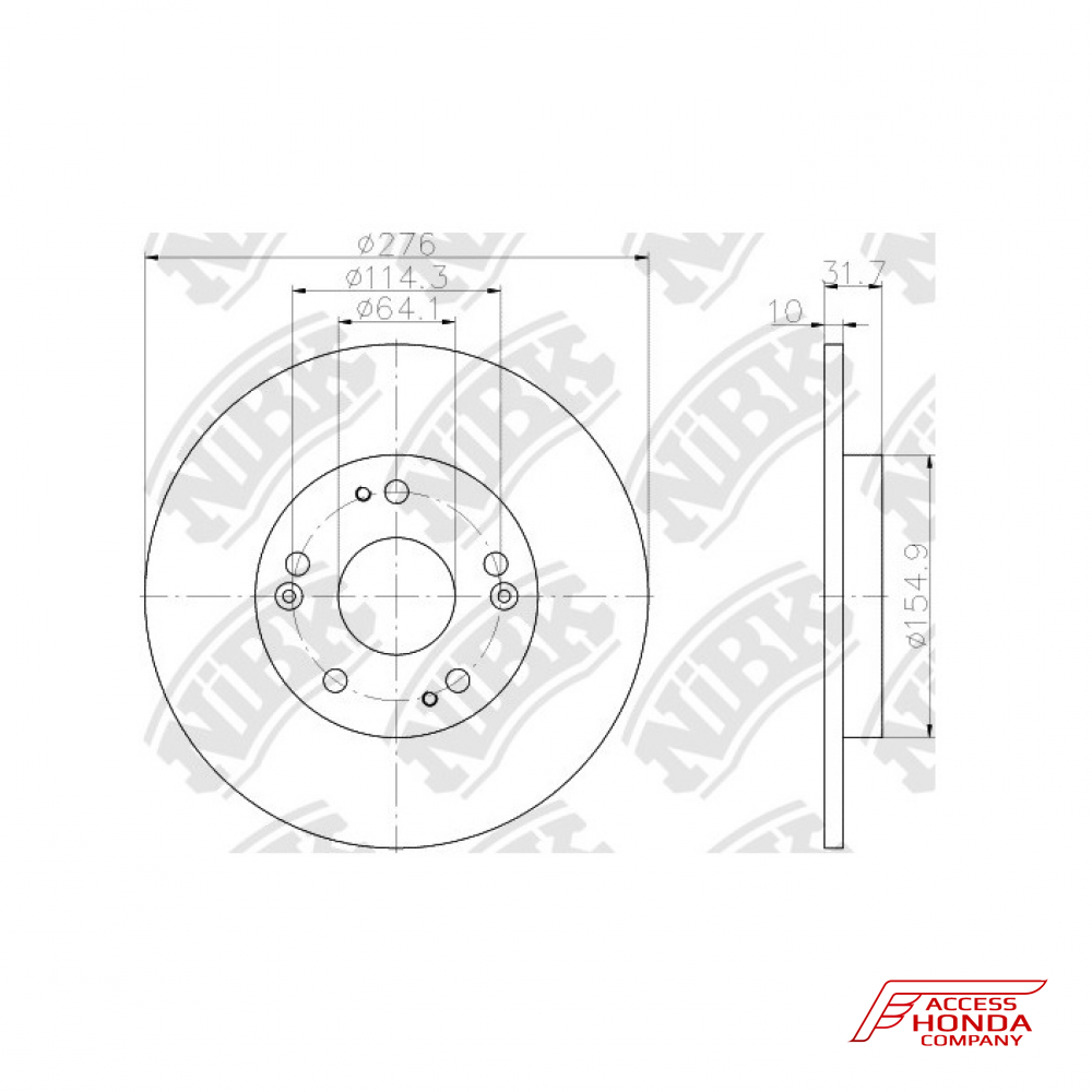 Тормозной диск задний NIBK RN1599 для Honda Civic 5D IX Тормозной диск задний NIBK RN1599 для Honda Civic 5D IX