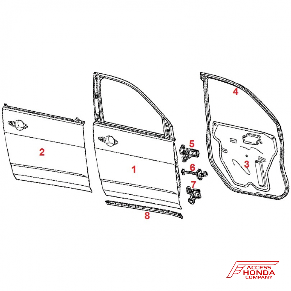 Дверь передняя (правая) для Acura MDX II 2007-09 Дверь передняя (правая) для Acura MDX II 2007-09
