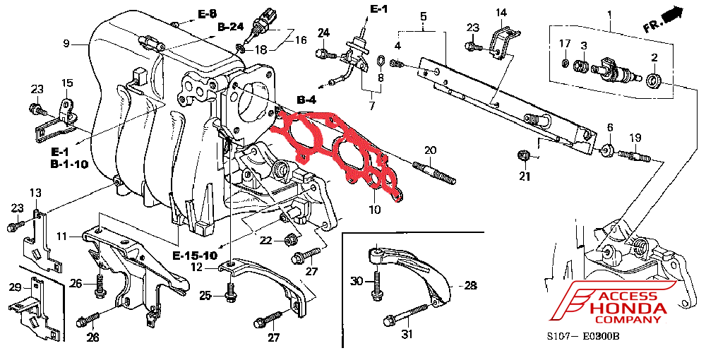 Прокладка впускного коллектора Honda 17105PHK004 Прокладка впускного коллектора Honda 17105PHK004