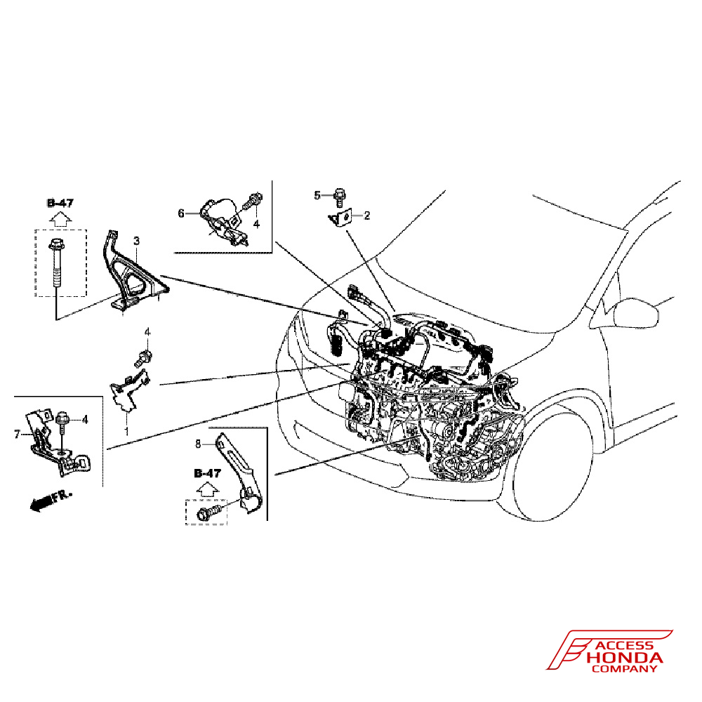Крепления жгута проводов двигателя Honda Pilot 3 Крепления жгута проводов двигателя Honda Pilot 3