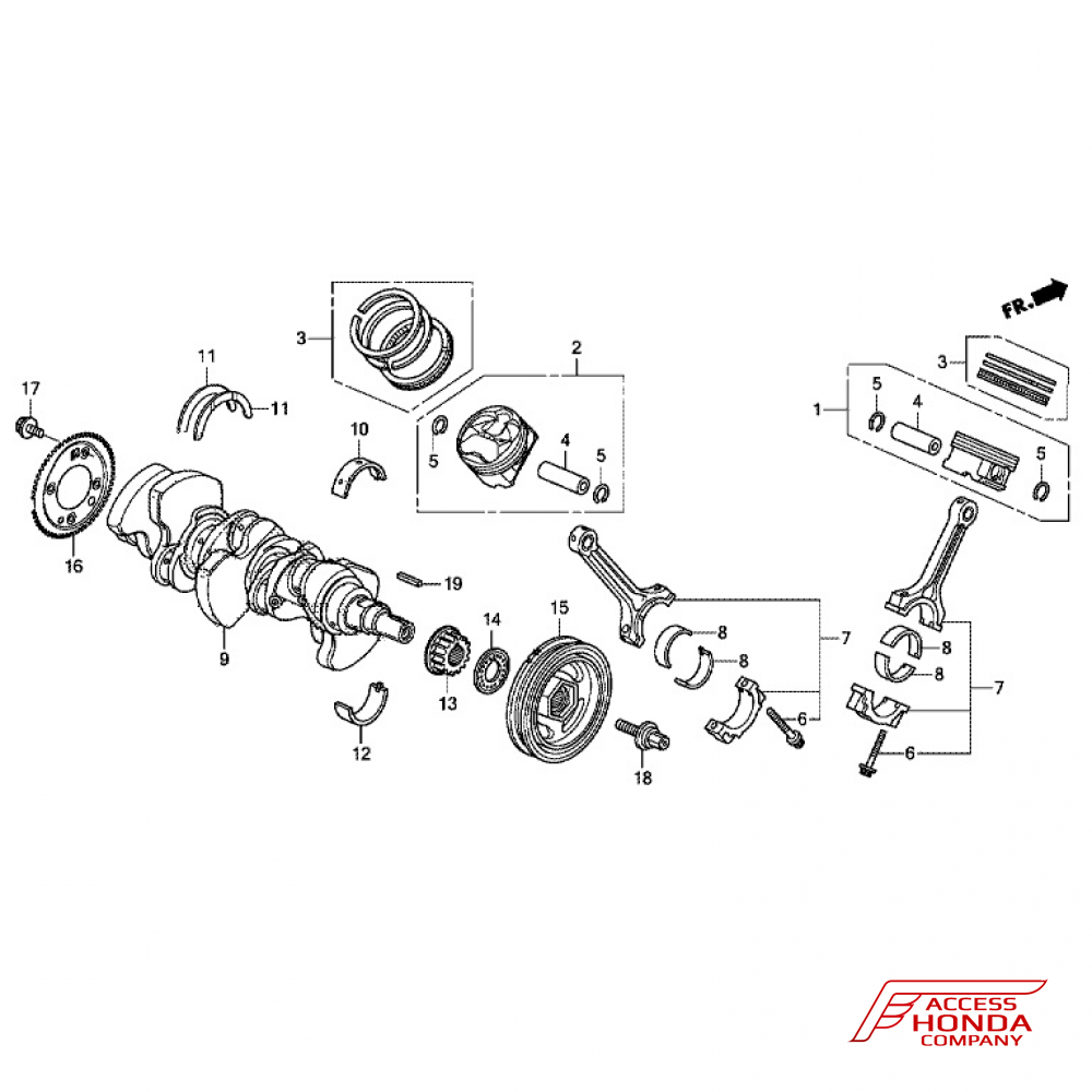 Коленвал, поршень Honda Pilot 3 (3.0L) Коленвал, поршень Honda Pilot 3 (3.0L)