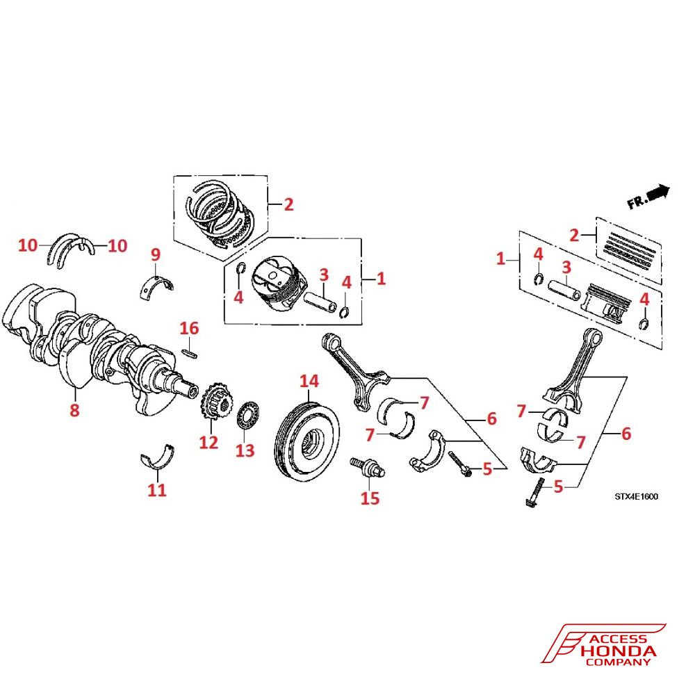 Коленчатый вал, поршень для Acura MDX 2 Коленчатый вал, поршень для Acura MDX 2