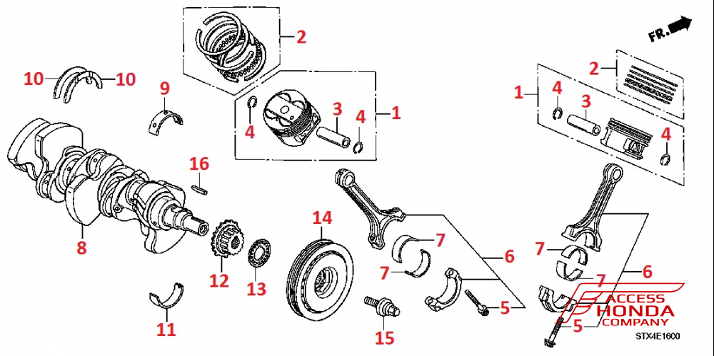 Коленчатый вал, поршень для Acura MDX 2 Коленчатый вал, поршень для Acura MDX 2
