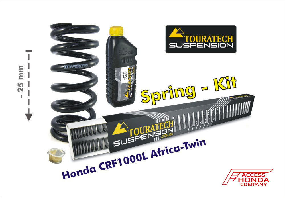 Комплект прогрессивных пружин Touratech в вилку и задний амортизатор (-25 мм) для мотоцикла Honda CRF1000L Africa Twin Комплект прогрессивных пружин Touratech в вилку и задний амортизатор (-25 мм) для мотоцикла Honda CRF1000L Africa Twin
