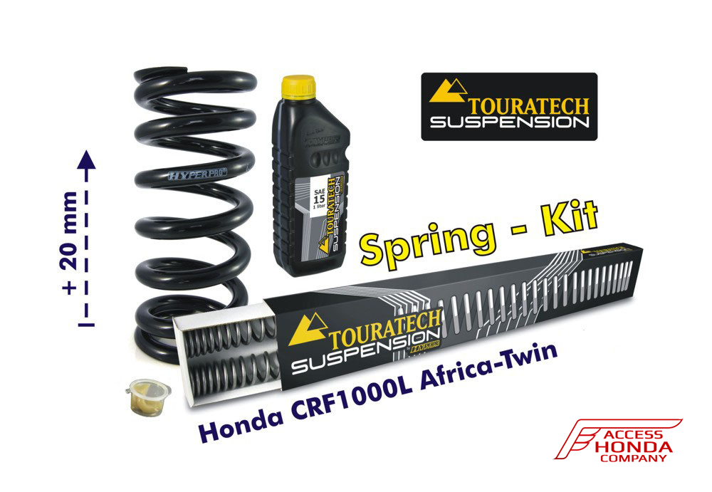 Комплект прогрессивных пружин Touratech в вилку и задний амортизатор (+20 мм) для мотоцикла Honda CRF1000L Africa Twin Комплект прогрессивных пружин Touratech в вилку и задний амортизатор (+20 мм) для мотоцикла Honda CRF1000L Africa Twin