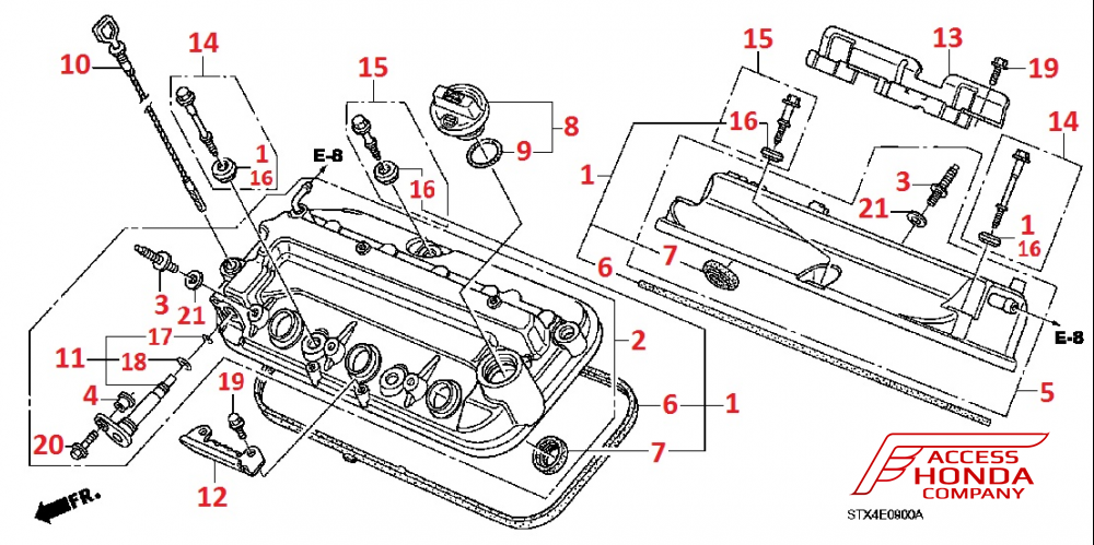 Клапанная крышка блока цилиндров и комплектующие для Acura MDX 2 Клапанная крышка блока цилиндров и комплектующие для Acura MDX 2