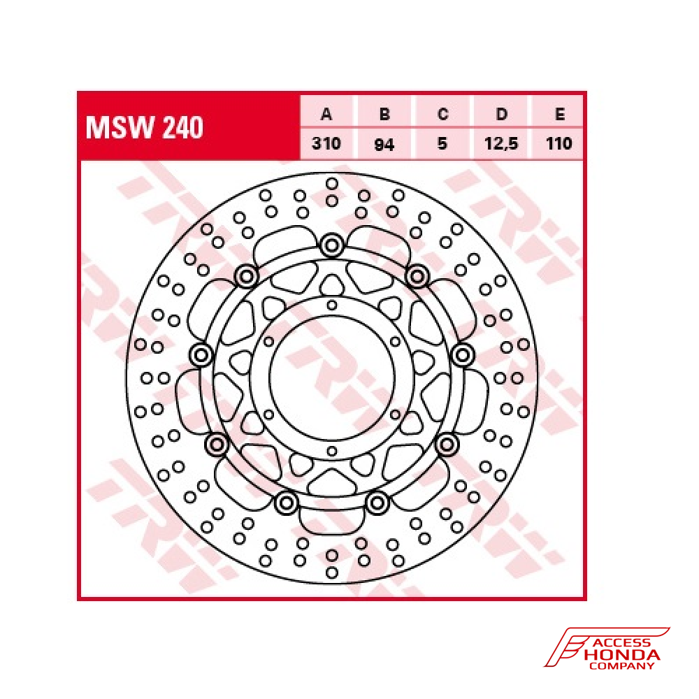 Передний тормозной диск TRW-Lucas Racing для мотоцикла Honda Передний тормозной диск TRW-Lucas Racing для мотоцикла Honda