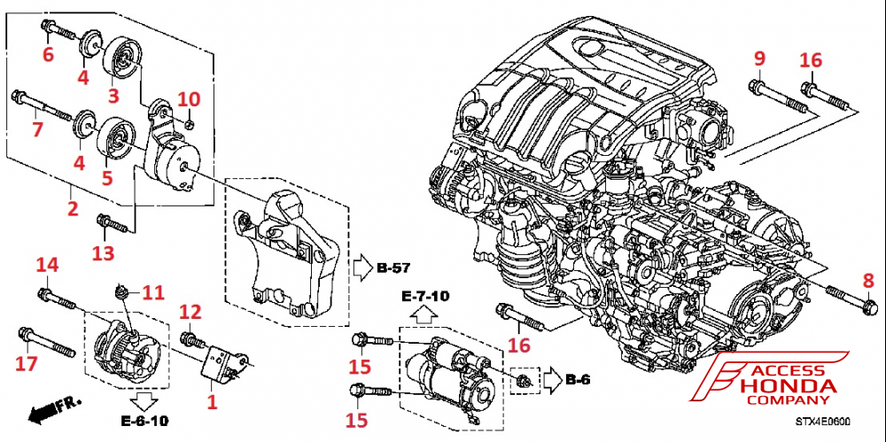 Опора и комплектующие генератора переменного тока для Acura MDX 2 Опора и комплектующие генератора переменного тока для Acura MDX 2