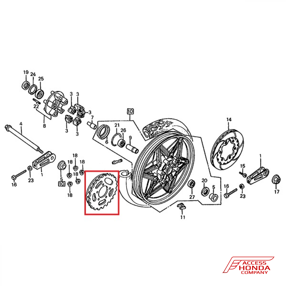 Оригинальная ведомая звезда HONDA 41200438000 (41200-438-000) Оригинальная ведомая звезда HONDA 41200438000 (41200-438-000)