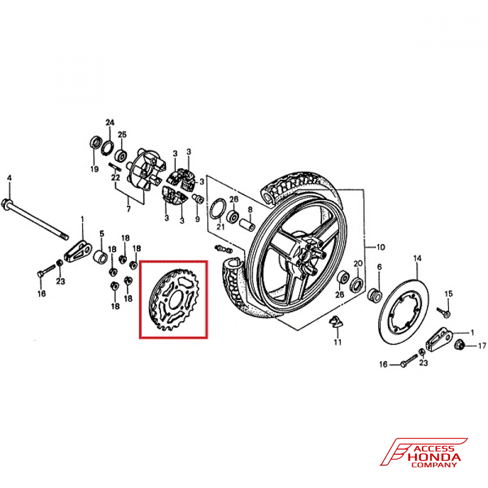 Оригинальная ведомая звезда HONDA 41200MM1670 (41200-MM1-670) Оригинальная ведомая звезда HONDA 41200MM1670 (41200-MM1-670)