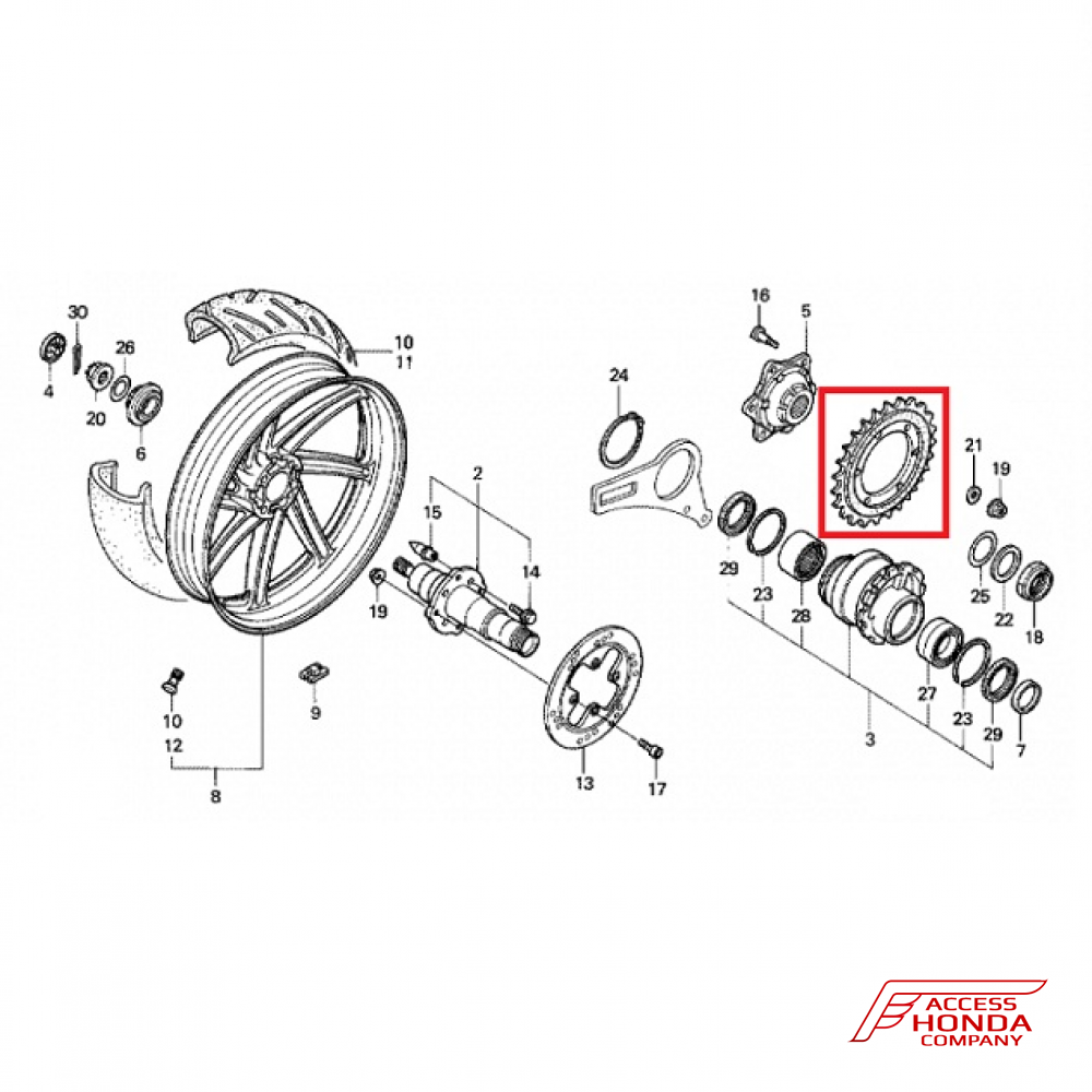 Оригинальная ведомая звезда HONDA 41201MR8900 (41201-MR8-900) Оригинальная ведомая звезда HONDA 41201MR8900 (41201-MR8-900)