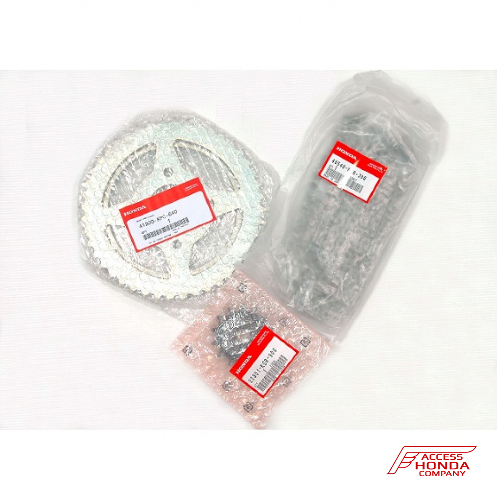 Оригинальный комплект из цепи и звёзд для мотоцикла Honda 06406KPC641 (06406-KPC-641) Оригинальный комплект из цепи и звёзд для мотоцикла Honda 06406KPC641 (06406-KPC-641)