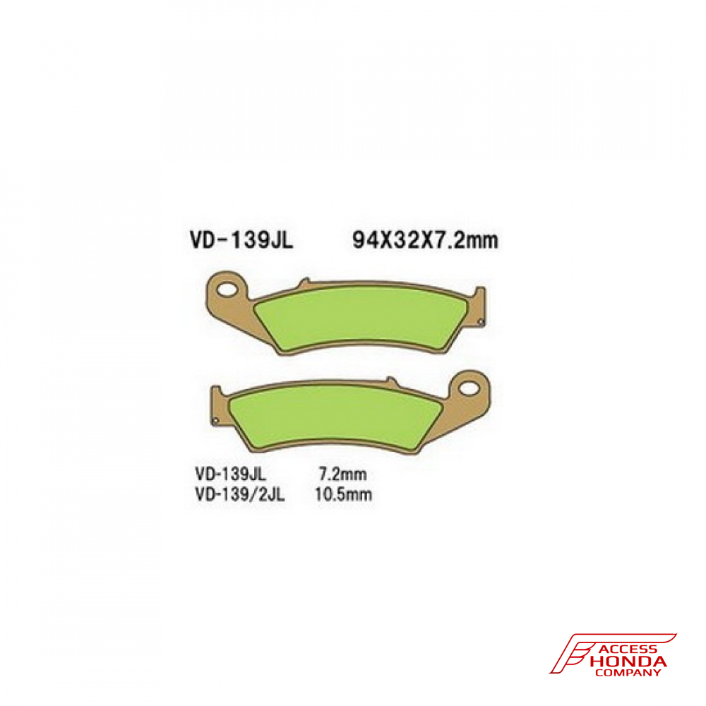 Тормозные колодки VESRAH VD 139/2JL для мотоциклов Honda Тормозные колодки VESRAH VD 139/2JL для мотоциклов Honda
